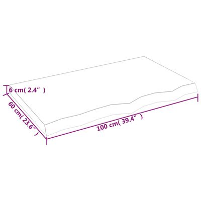 vidaXL Piano Bagno Marrone Scuro 100x60x(2-6) cm Legno Trattato