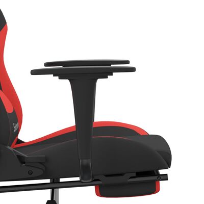 vidaXL Sedia da Gaming con Poggiapiedi Rosso e Nero in Tessuto