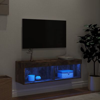 vidaXL Mobile Porta TV con Luci LED Rovere Fumo 100x30x30 cm