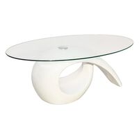 vidaXL Tavolino da Salotto con Ripiano Ovale in Vetro Bianco Lucido