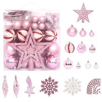 vidaXL Set Addobbi di Natale 65 pz Rosa/Rosso/Bianco