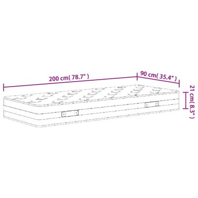 vidaXL Materasso a Molle Bonnel Medio 90x200 cm