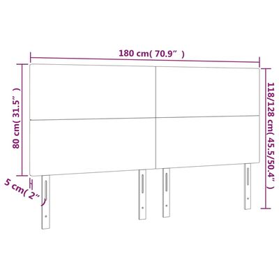 vidaXL Testiera a LED Nera 180x5x118/128 cm in Similpelle