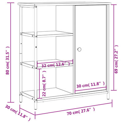 vidaXL Credenza Rovere Fumo 70x30x80 cm in Legno Multistrato