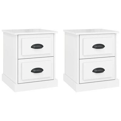 vidaXL Comodini 2 pz Bianco Lucido 39x39x47,5 cm in Legno Multistrato