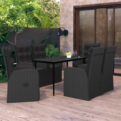 vidaXL Set da Pranzo da Giardino 7 pz con Cuscini Nero