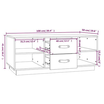 vidaXL Tavolino da Salotto ambra 100x50x41cm in Legno Massello di Pino