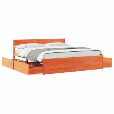 vidaXL Letto senza Materasso Marrone Cera 200x200 cm in Legno di Pino