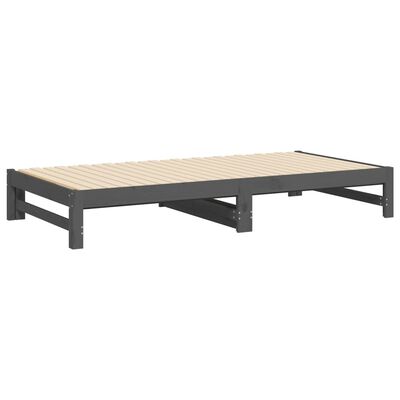 vidaXL Dormeuse Estraibile Grigia 2x(90x200) cm Legno Massello di Pino