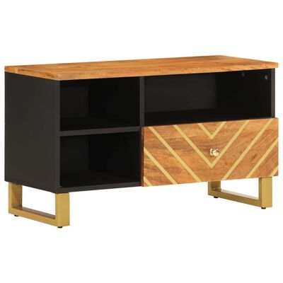 vidaXL Mobile Porta TV Marrone e Nero 80x33,5x46 cm in Legno di Mango