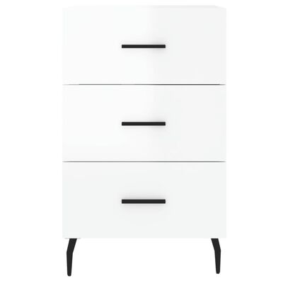 vidaXL Comodino Bianco Lucido 40x40x66 cm in Legno Multistrato