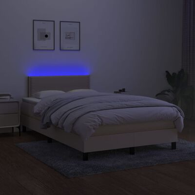 vidaXL Letto a Molle con Materasso e LED Crema 120x190 cm in Tessuto