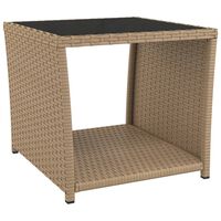 vidaXL Tavolino con Piano Vetro Beige in Polyrattan e Vetro Temperato