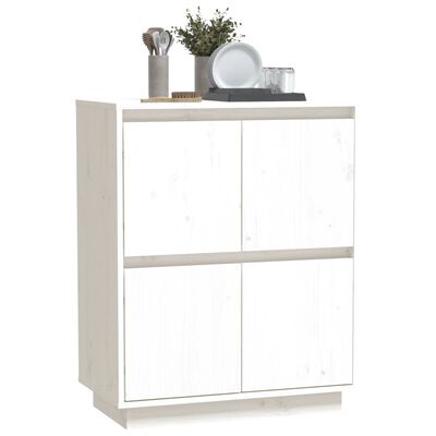 vidaXL Credenza Bianca 60x34x75 cm in Legno Massello di Pino