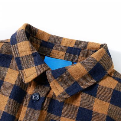 Camicia a Quadri da Bambino Cognac e Blu 140