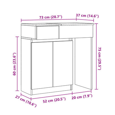 vidaXL Toeletta con LED Grigio Cemento 115x37x110,5 cm