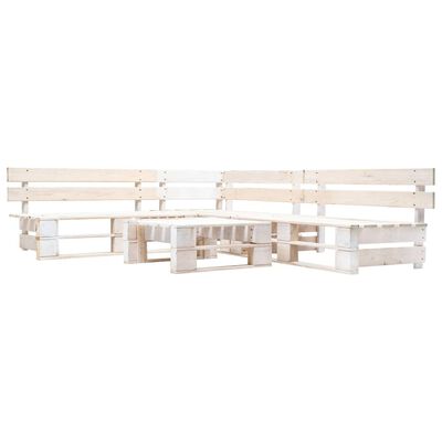 vidaXL Set Divani da Giardino su Pallet 4 pz in Legno Bianco