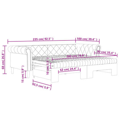 vidaXL Divano Letto Estraibile con Materassi Nero 90x200 cm Similpelle