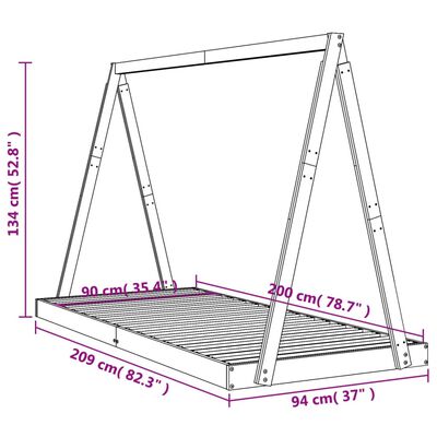 vidaXL Giroletto per Bambini Bianco 90x200cm in Legno Massello di Pino