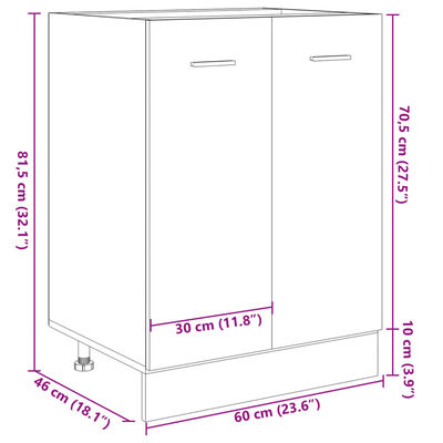 vidaXL Armadio Inferiore Rovere Sonoma 60x46x81,5 cm Legno Multistrato