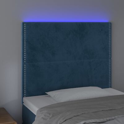 vidaXL Testiera a LED Blu Scuro 100x5x118/128 cm in Velluto