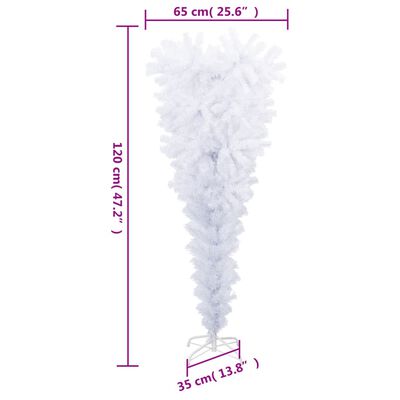 vidaXL Albero di Natale Artificiale Capovolto con Base Bianco 120 cm