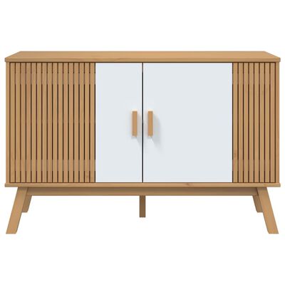 vidaXL Credenza OLDEN Bianca e Marrone 114x43x73,5 cm Massello di Pino