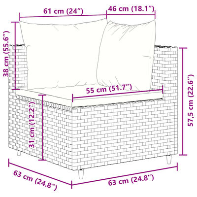 vidaXL Set Divani da Giardino 7 pz con Cuscini in Polyrattan Marrone