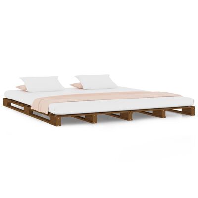 vidaXL Letto Pallet senza Materasso Ambra 140x190 in Legno Massello