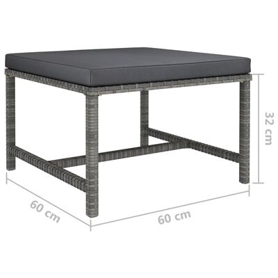 vidaXL Set Divani da Giardino 7 pz con Cuscini in Polyrattan Grigio