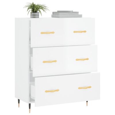 vidaXL Credenza 69,5x34x90 cm in Legno Multistrato Bianco Lucido