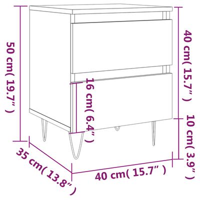 vidaXL Comodino Rovere Sonoma 40x35x50 cm in Legno Multistrato