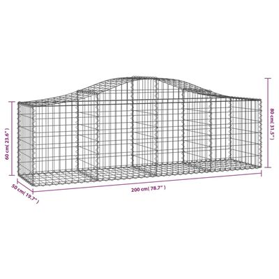 vidaXL Cesti Gabbioni ad Arco 14 pz 200x50x60/80 cm Ferro Zincato