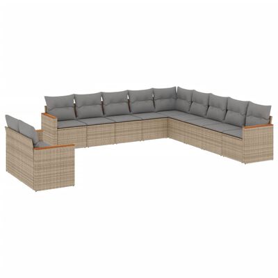 vidaXL Set Divani da Giardino 11 pz con Cuscini Beige in Polyrattan