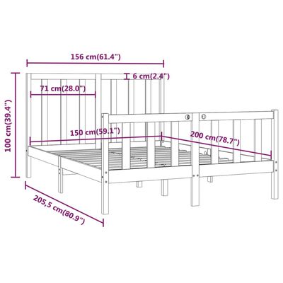 vidaXL Giroletto in Legno Massello 150x200 cm King Size