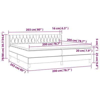 vidaXL Giroletto a Molle con Materasso Tortora 200x200 cm in Tessuto