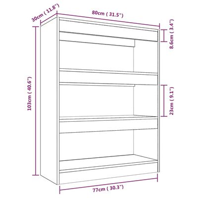 vidaXL Libreria/Divisorio Grigio Sonoma 80x30x103 cm Legno Multistrato