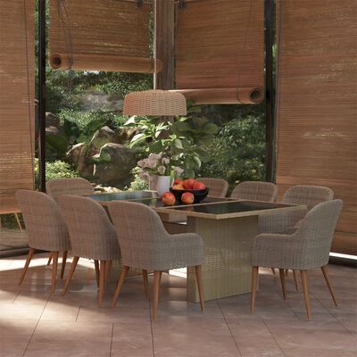 vidaXL Set da Pranzo da Giardino 9 pz in Polyrattan Marrone