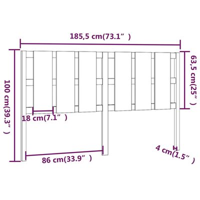 vidaXL Testiera per Letto ambra 185,5x4x100 cm Legno Massello di Pino