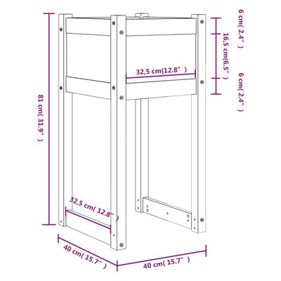 vidaXL Fioriere 2 pz Nero 40x40x81 cm in Legno Massello di Pino