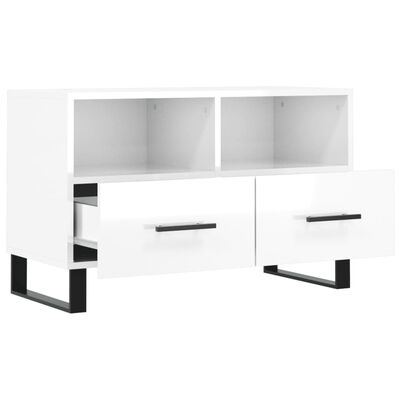 vidaXL Mobile Porta TV Bianco Lucido 80x36x50 cm in Legno Multistrato