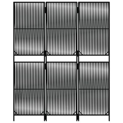 vidaXL Divisorio per Ambienti a 3 Pannelli Nero in Polyrattan