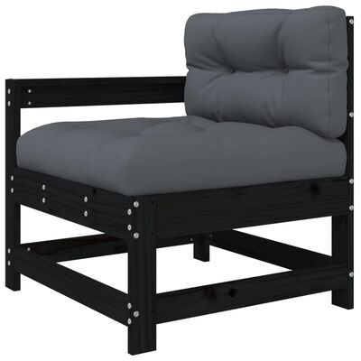 vidaXL Set Divani da Giardino 10 pz con Cuscini Legno Massello Nero