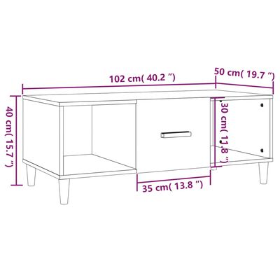 vidaXL Tavolino da Salotto Bianco 102x50x40 cm in Legno Multistrato