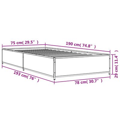 vidaXL Giroletto Rovere Sonoma 75x190cm in Legno Multistrato e Metallo