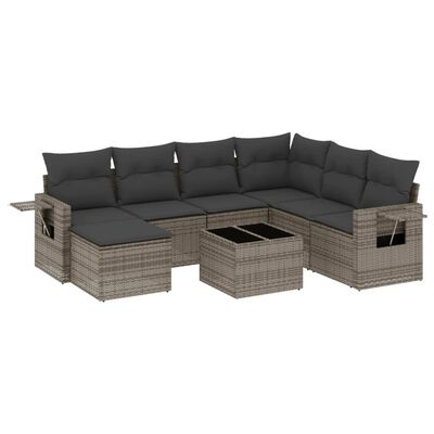 vidaXL Set Divano da Giardino 8 pz con Cuscini Grigio in Polyrattan