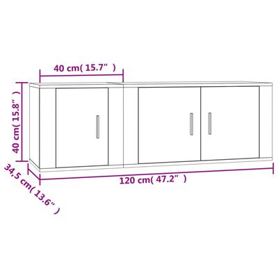 vidaXL Set di Mobili Porta TV 2 pz Grigio Cemento in Legno Multistrato