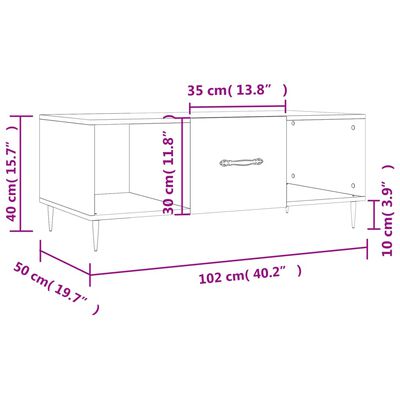 vidaXL Tavolino da Salotto Nero 102x50x40 cm in Legno Multistrato