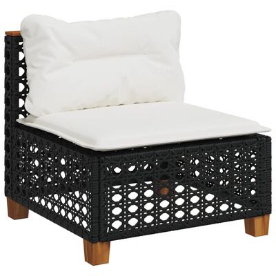 vidaXL Set Divani da Giardino 9 pz con Cuscini Nero in Polyrattan