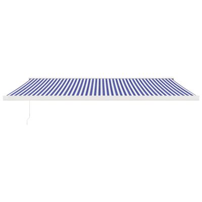 vidaXL Tenda da Sole Retrattile Blu e Bianca 5x3 m Tessuto e Alluminio